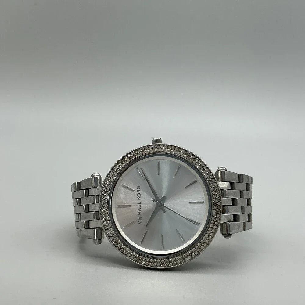 Michael Kors Womens Watch 39mm Silver Tone Crystals MK3190 New Battery 7